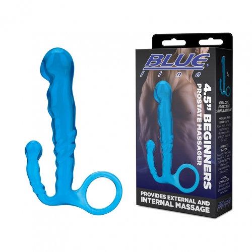 Blue Line 4.5 Inch Beginners Prostate Massager with External Perineum Stimulator > Anal Range > Prostate Plugs - Tophatter Daily Deals