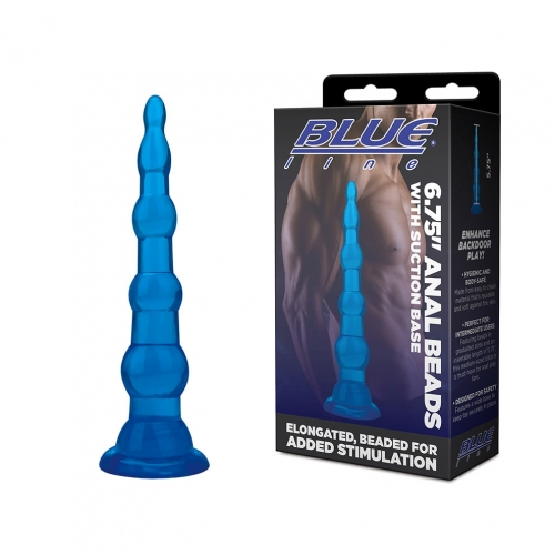 Blue Line 6.75 Inch Blue Anal Beads With Suction Base > Anal Range > Anal Beads - Tophatter Daily Deals