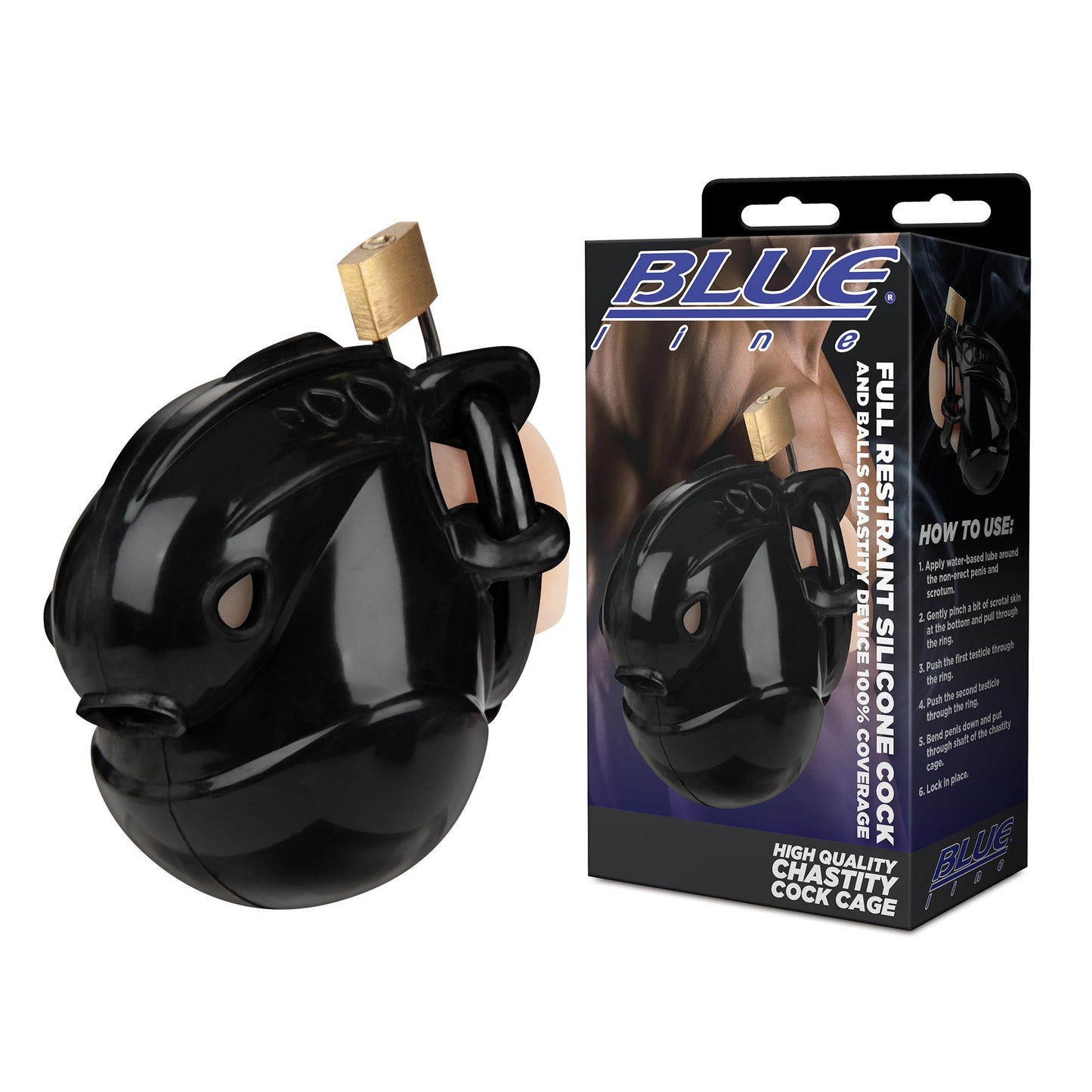 Blue Line Full Restraint Silicone Cock and Balls Chastity Device > Bondage Gear > Male Chastity - Tophatter Daily Deals