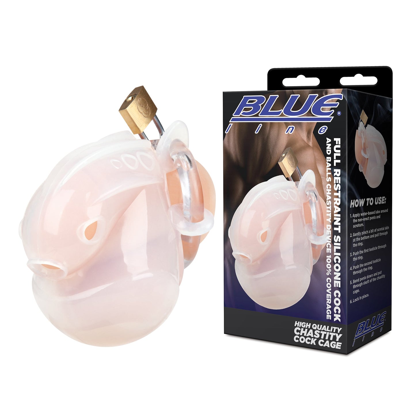 Blue Line Full Restraint Silicone Cock and Balls Chastity Device > Bondage Gear > Male Chastity - Tophatter Daily Deals
