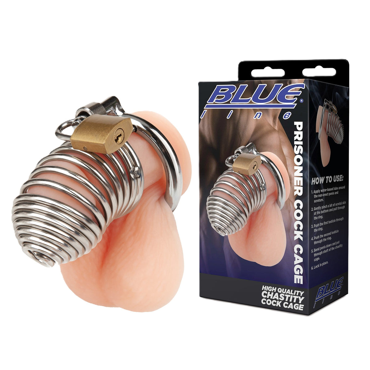 Blue Line Prisoner Cock Cage – Customizable Fit Cock Cage > Bondage Gear > Male Chastity - Tophatter Daily Deals
