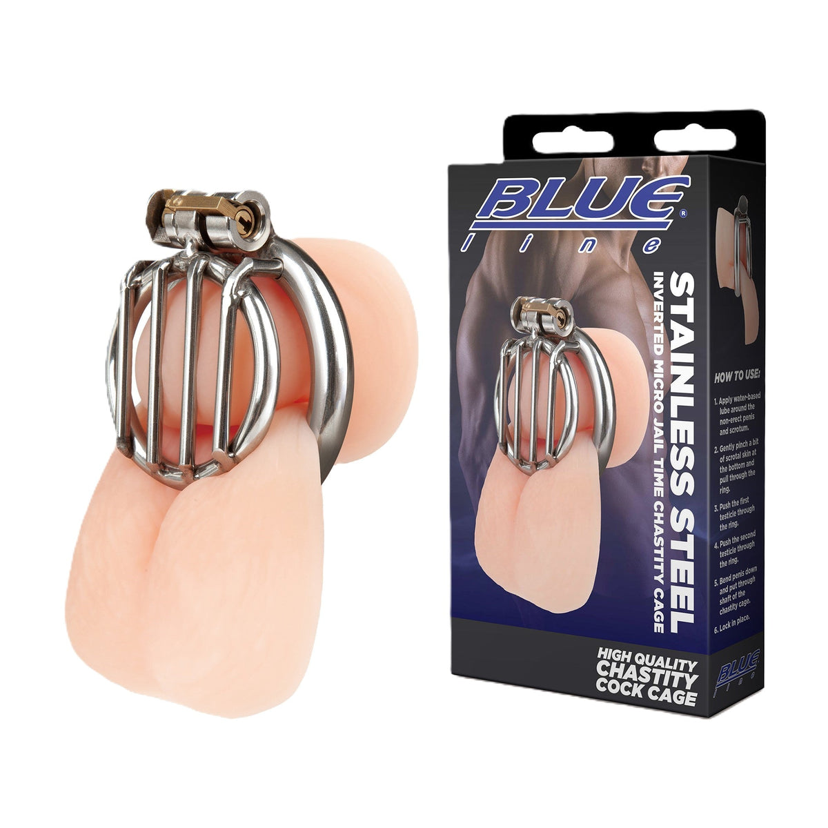 Blue Line Stainless Steel Inverted Micro Jail Time Chastity Cage > Bondage Gear > Male Chastity - Tophatter Daily Deals