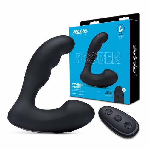 Blue Line Prober Dual Vibrating Remote Controlled Black Silicone Prostate Stimulator > Anal Range > Prostate Plugs - Tophatter Daily Deals