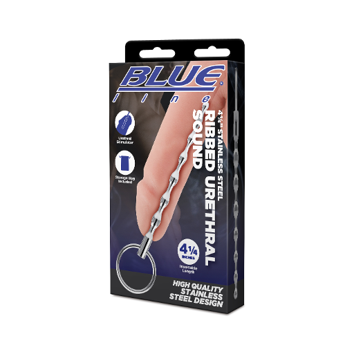 Blue Line 4.25 Inch Stainless Steel Ribbed Urethral Sound > Sex Toys For Men > Sounding Rods - Tophatter Daily Deals