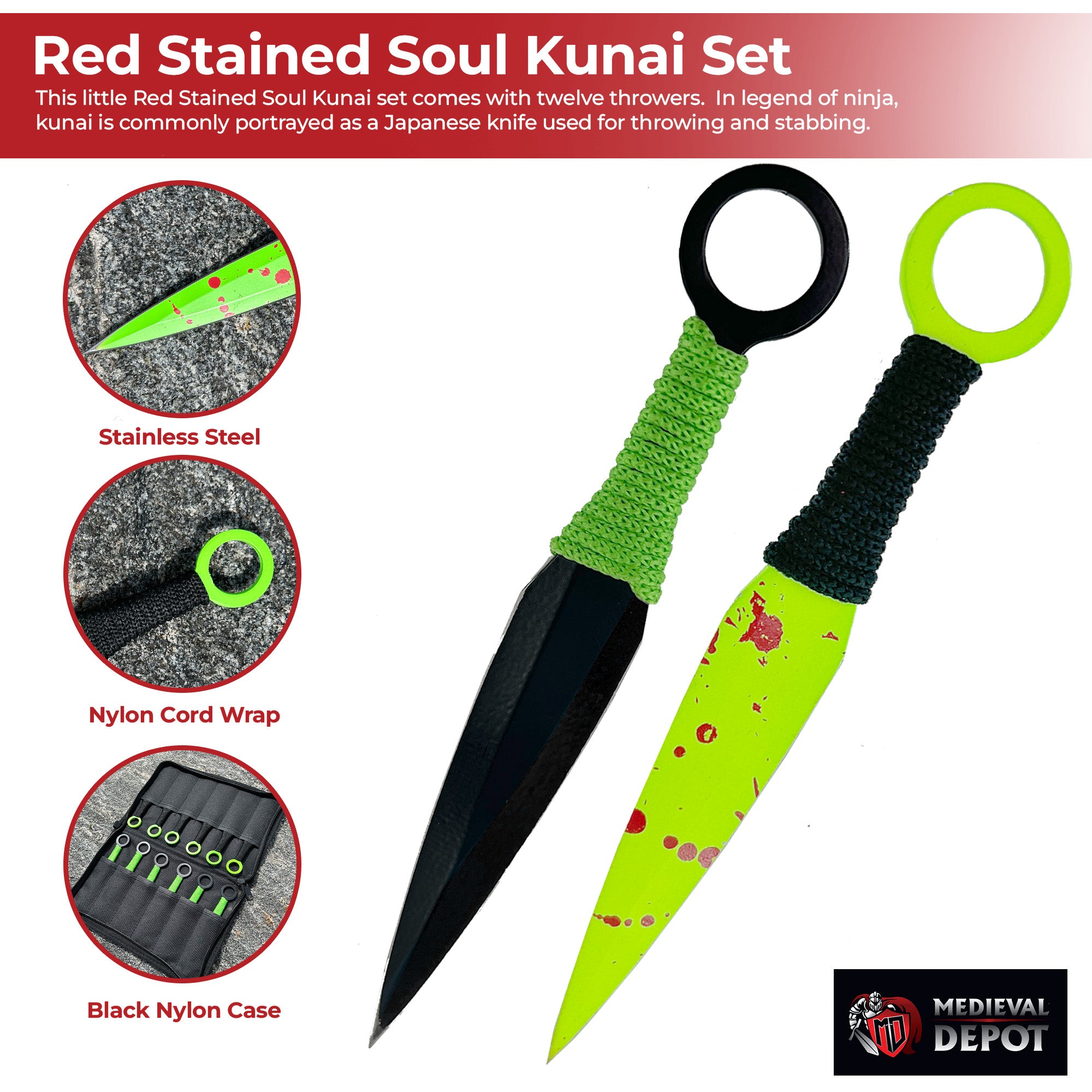 Blood Stained Soul Kunai Set knives - Tophatter Daily Deals