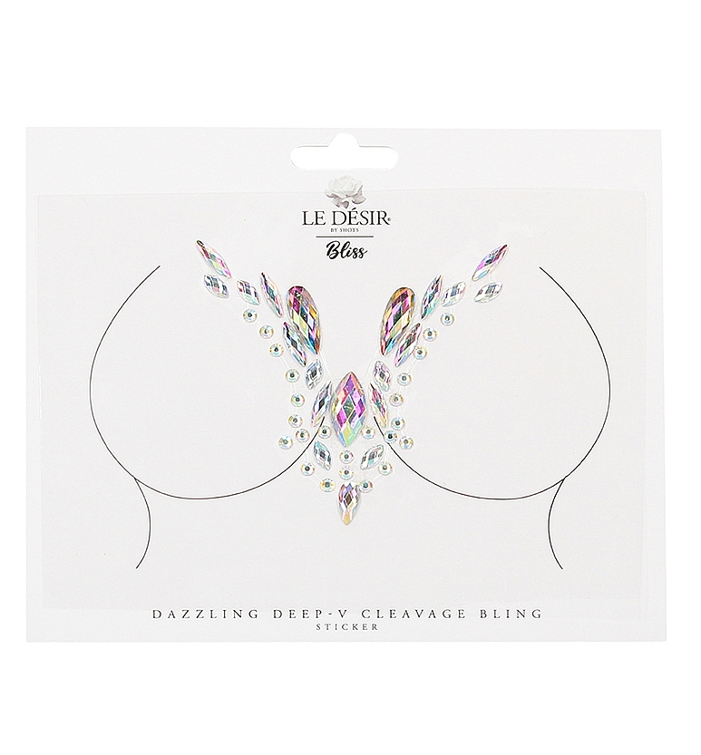 Shots Dazzling Deep-V Cleavage Bling Sticker with Iridescent Rhinestones > Clothes > Body Jewellery (Non Piercing) - Tophatter Daily Deals