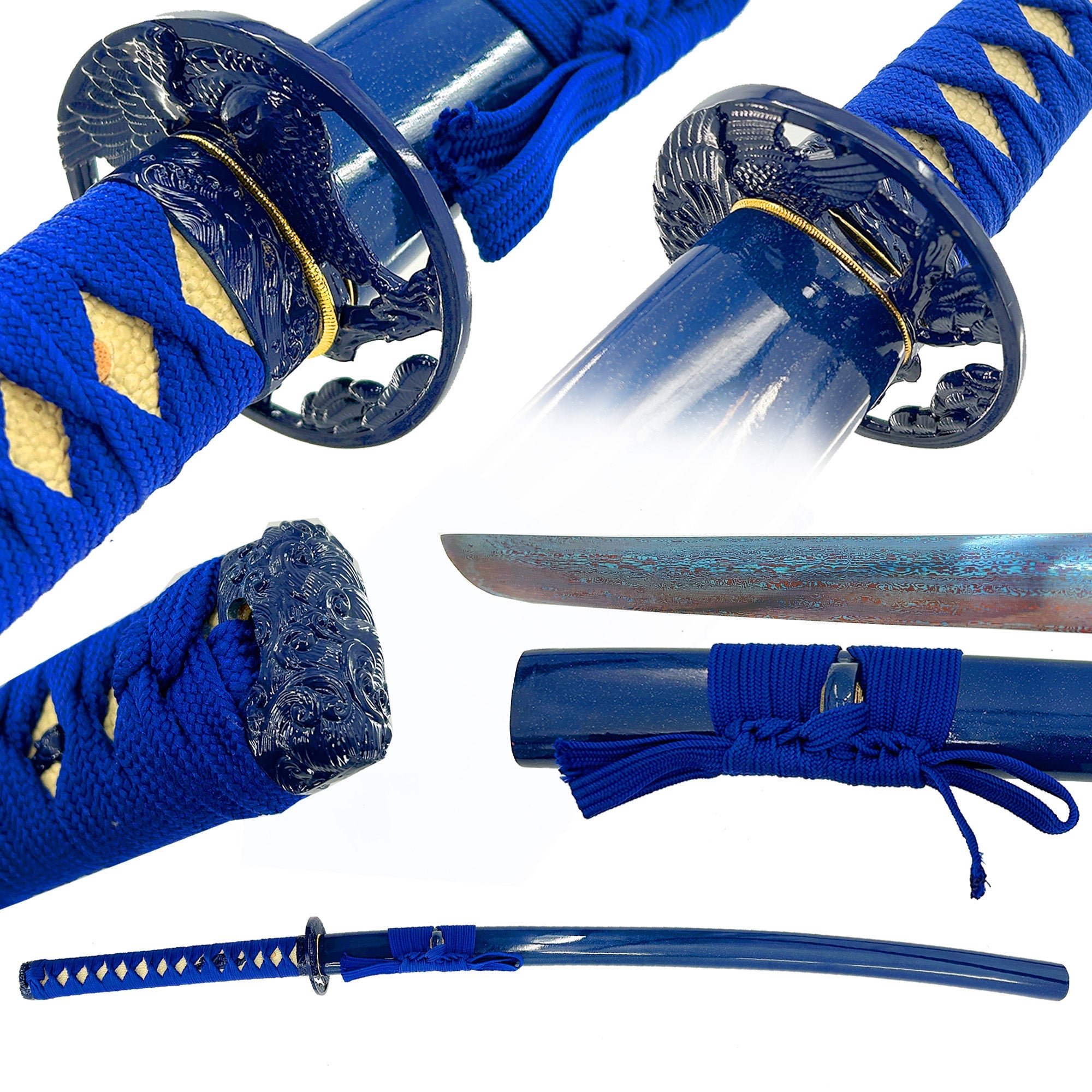 Blue Phoenix Damascus Steel Katana Swords - Tophatter Daily Deals