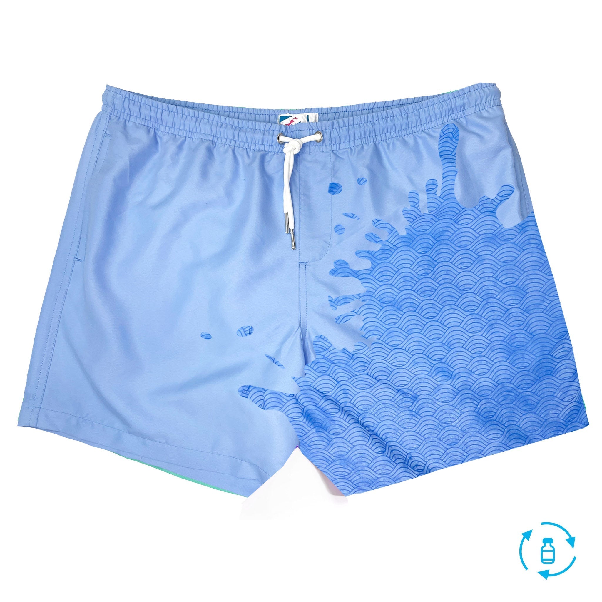 Bermies Blue to Waves Swim Trunks Blue Swimwear - Tophatter Daily Deals