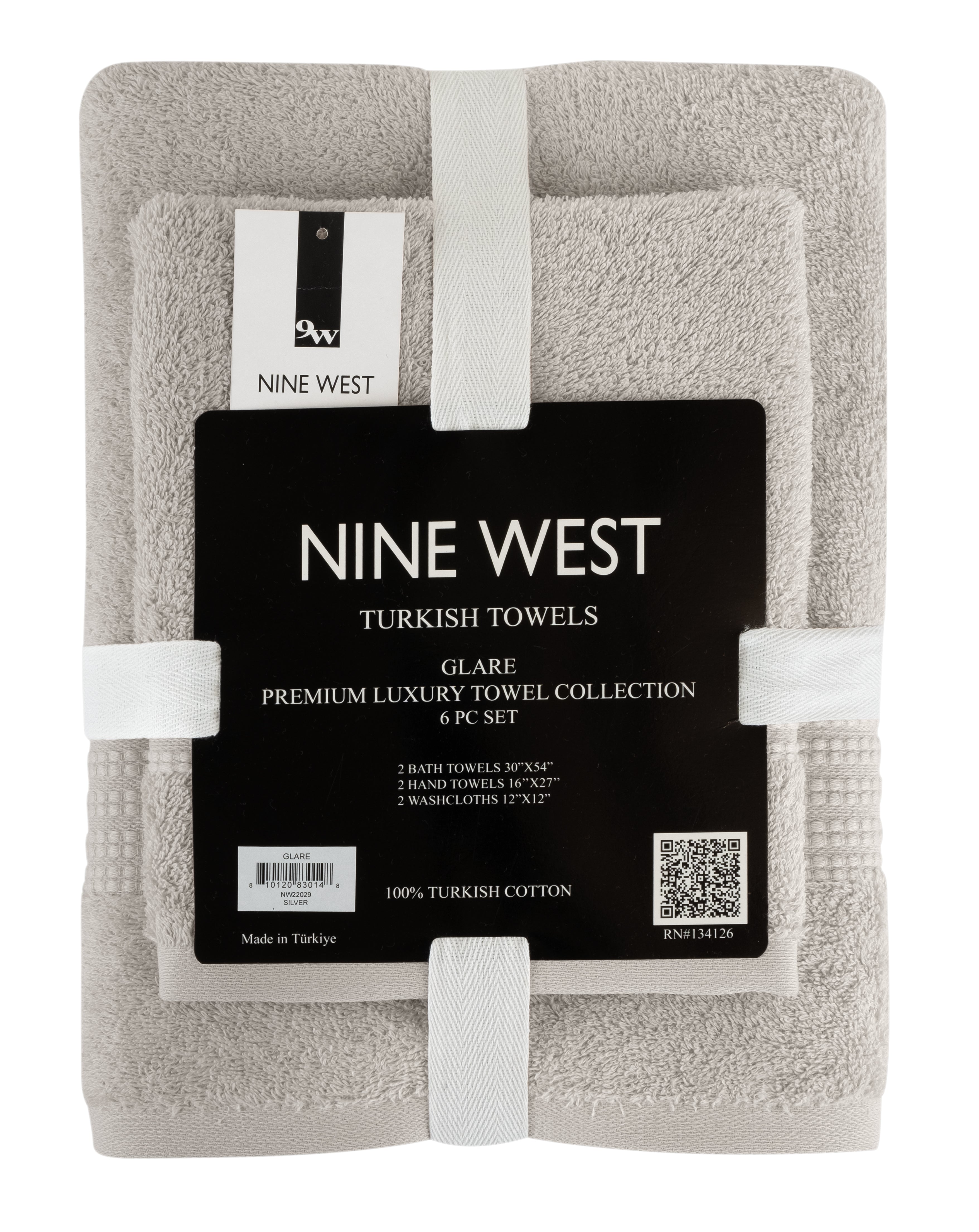 NINE WEST - GLARE PREMIUM LUXURY 6 PC BALE PACK TOWEL SET- 100% Turkish Cotton Bath Towel - Tophatter Daily Deals