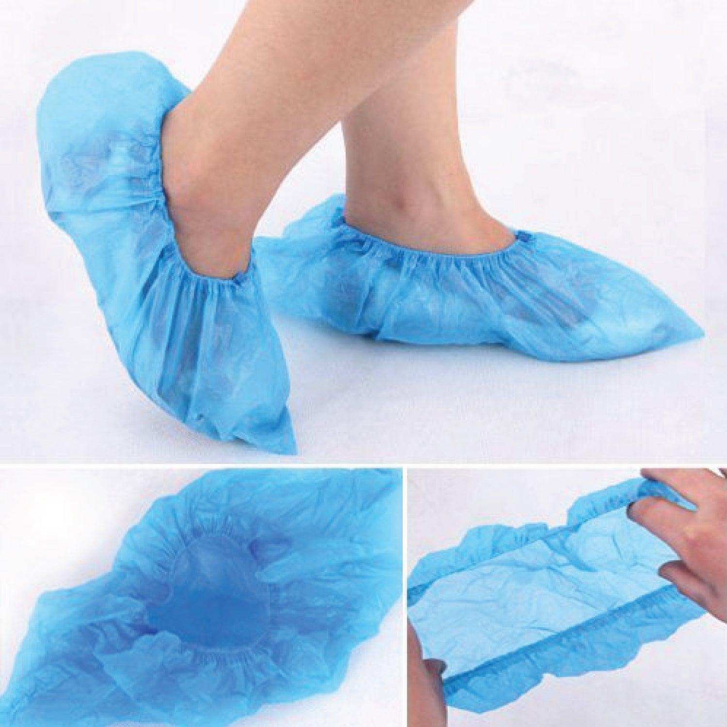 Disposable Shoe Covers - BLUE Plastic Rain Waterproof Boot Protector Carpet Cleaning Personal Care - Tophatter Daily Deals