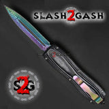 Automatic D/A Knife OTF Titanium Fade Damascus Finish Micarta Handle 440c Knife-OTF - Tophatter Daily Deals