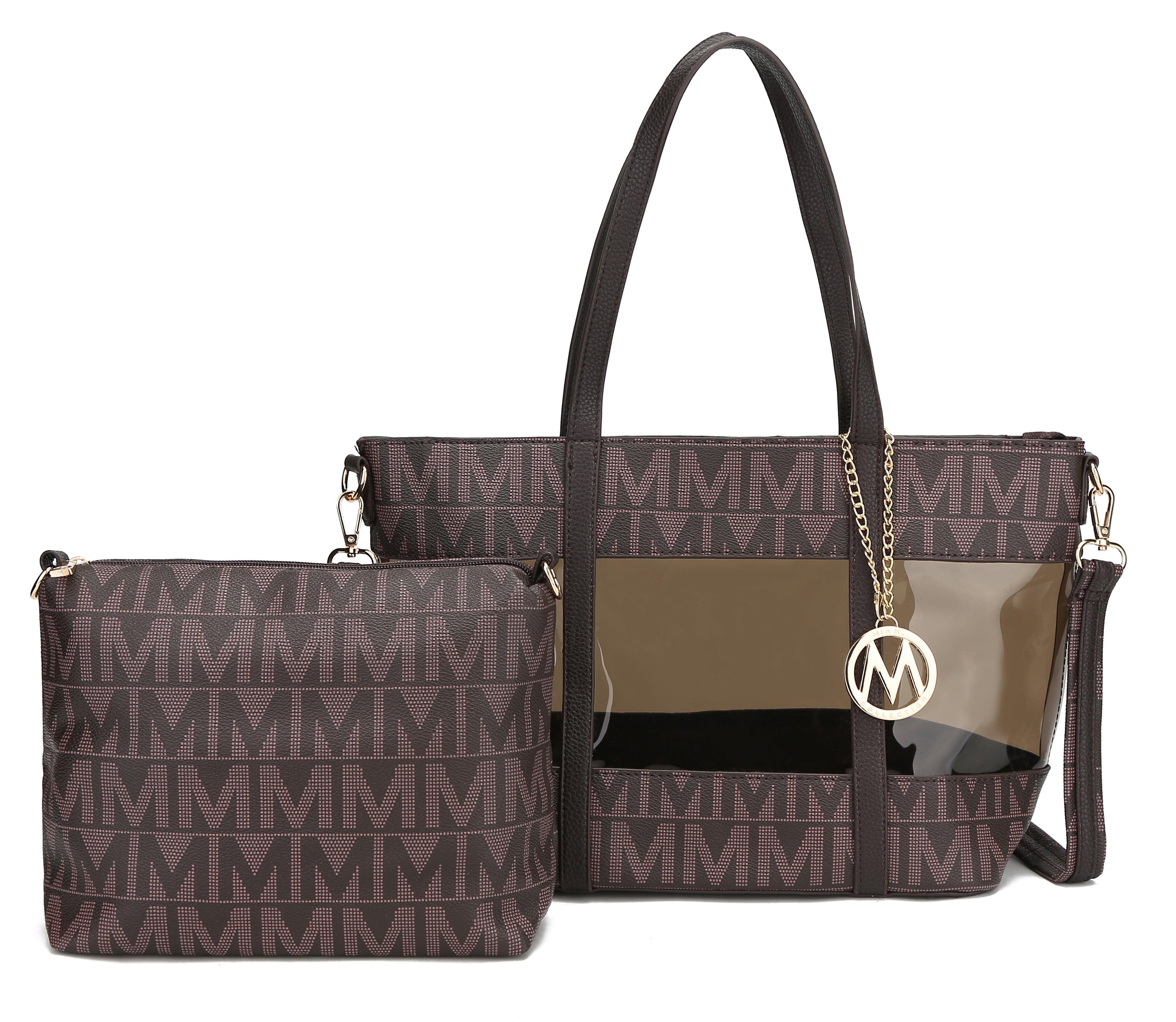 MKF Collection Women's Belinda Signature Tote Bag And Pouch Set Chocolate Bags - Tophatter Daily Deals
