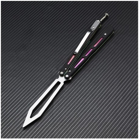 G10 Trainer Butterfly Knife Ball Bearings Practice Balisong - Adjustable Latch Black w Fade Liners Knife-Balisong - Tophatter Daily Deals