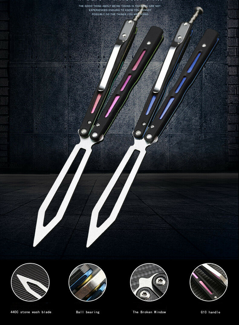 G10 Trainer Butterfly Knife Ball Bearings Practice Balisong - Adjustable Latch Knife-Balisong - Tophatter Daily Deals