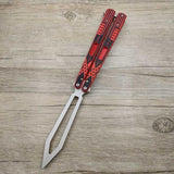 G10 Trainer Butterfly Knife Ball Bearings Practice Balisong - Adjustable Latch Red Flag pattern (no clip) Knife-Balisong - Tophatter Daily Deals