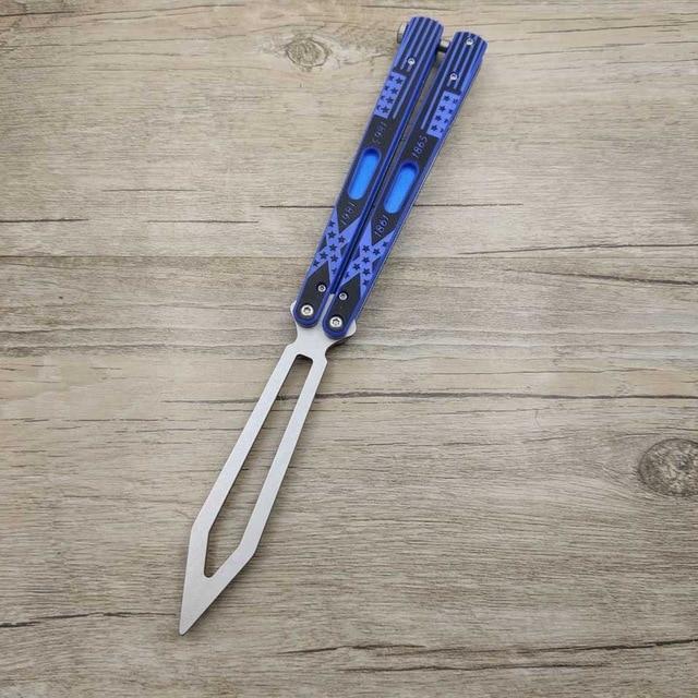G10 Trainer Butterfly Knife Ball Bearings Practice Balisong - Adjustable Latch Blue Flag pattern (no clip) Knife-Balisong - Tophatter Daily Deals