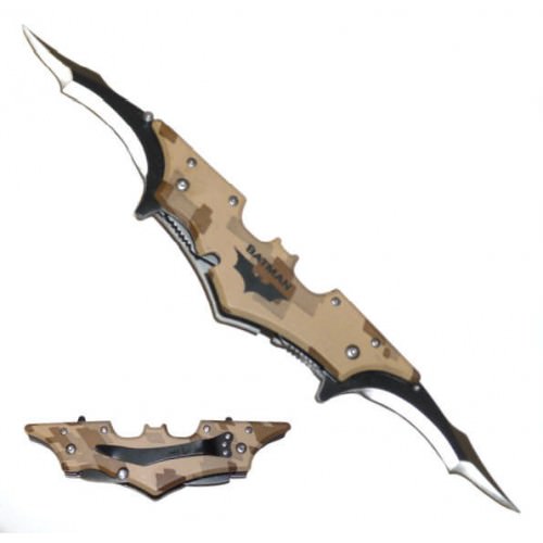 Double Bladed Camo Batman Spring Assisted Opening Knife - TOPHATTER'S ARMORY DEALS Collectible Weapons - Tophatter Daily Deals