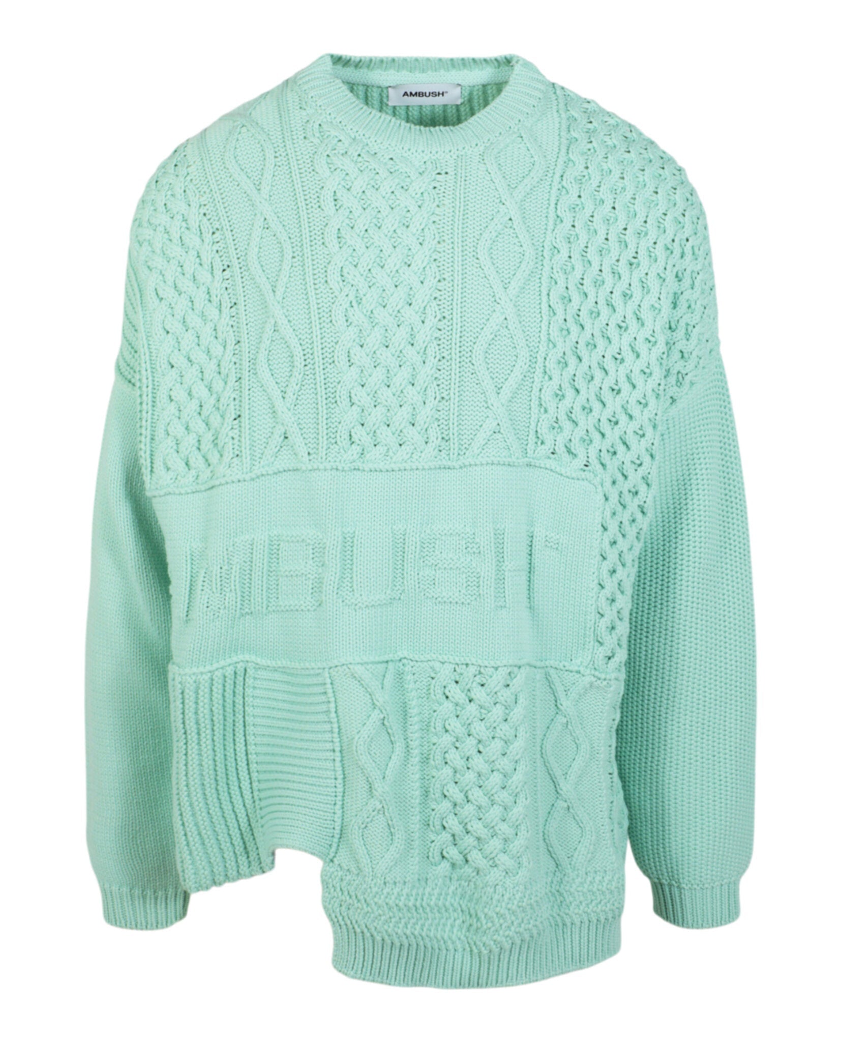 AMBUSH Patchwork Knit Crewneck Sweater Green Sweaters & Cardigans - Tophatter Daily Deals
