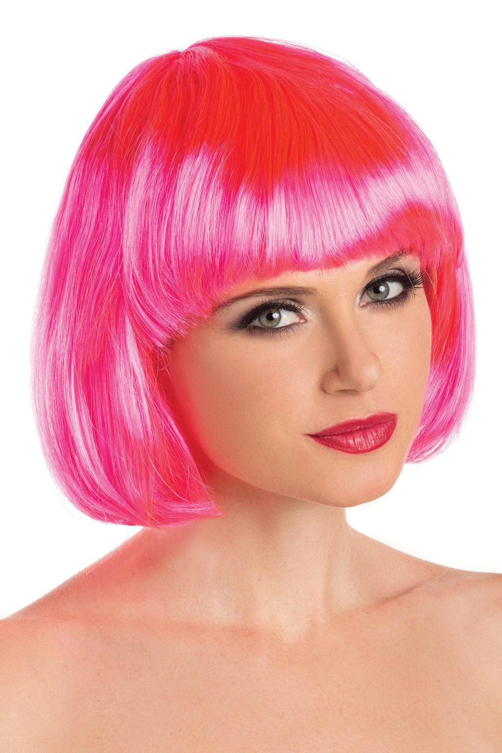 BW090HP Short Bob Wig Hot Pink Hot Pink Female O S Costumes & Lingerie - Tophatter Daily Deals