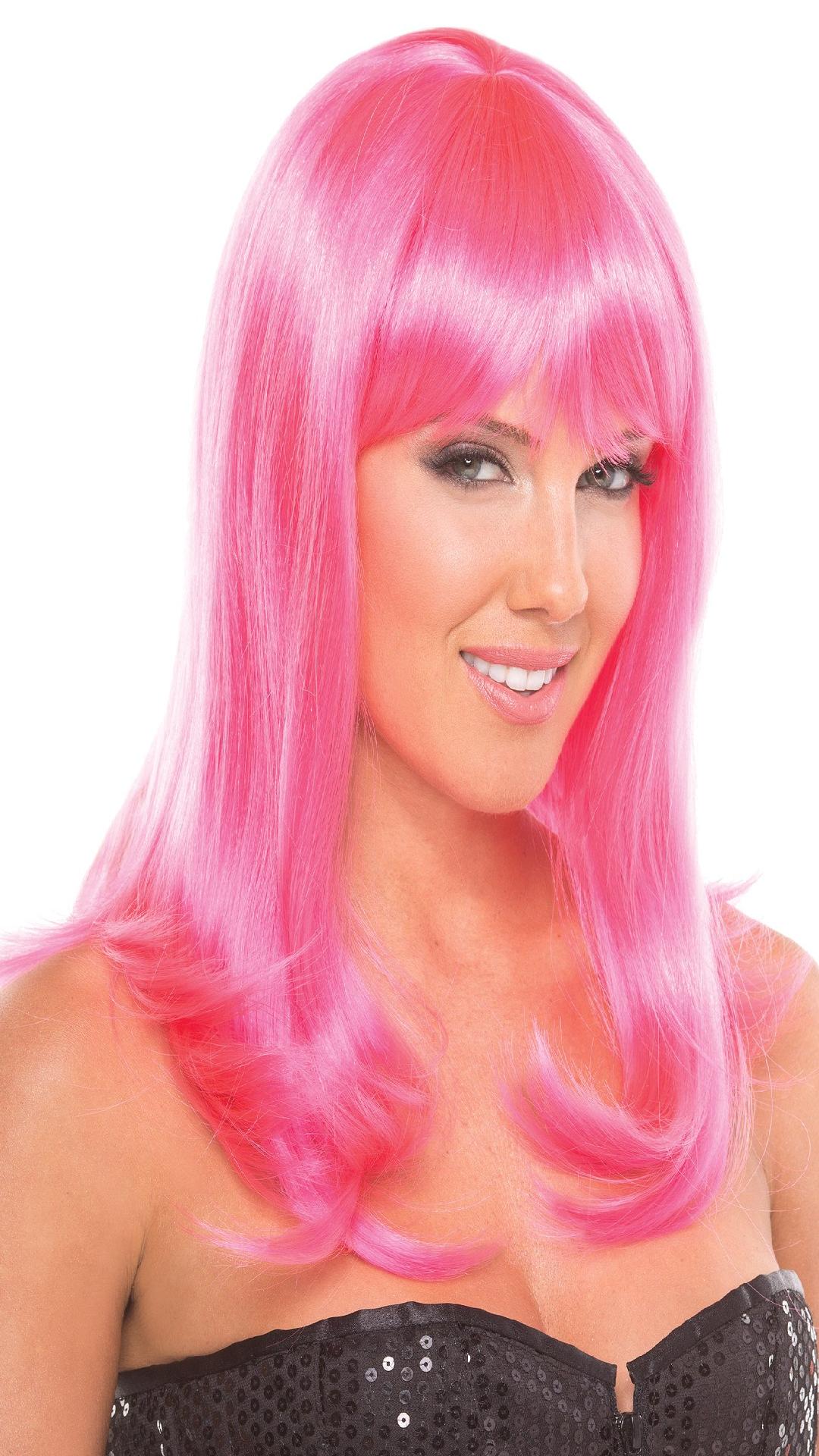 BW094HP Hollywood Wig Hot Pink Hot Pink Female O S Costumes & Lingerie - Tophatter Daily Deals