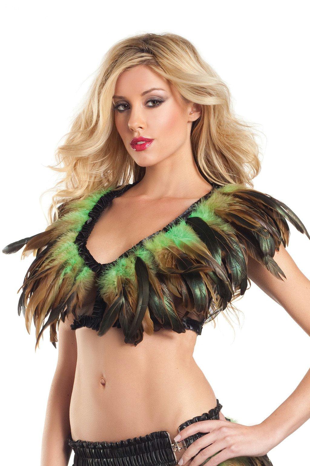 BW1001G Exotic Feathers Top Green Female One Size Costumes & Lingerie - Tophatter Daily Deals