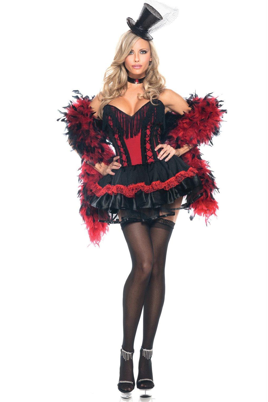 BW1060 2 Piece Speak Easy Saloon Girl Black Red Female Costumes & Lingerie - Tophatter Daily Deals