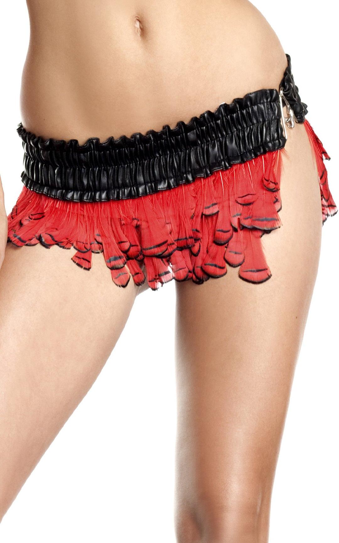 BW1300RD Feather Skirt Red Female Costumes & Lingerie - Tophatter Daily Deals