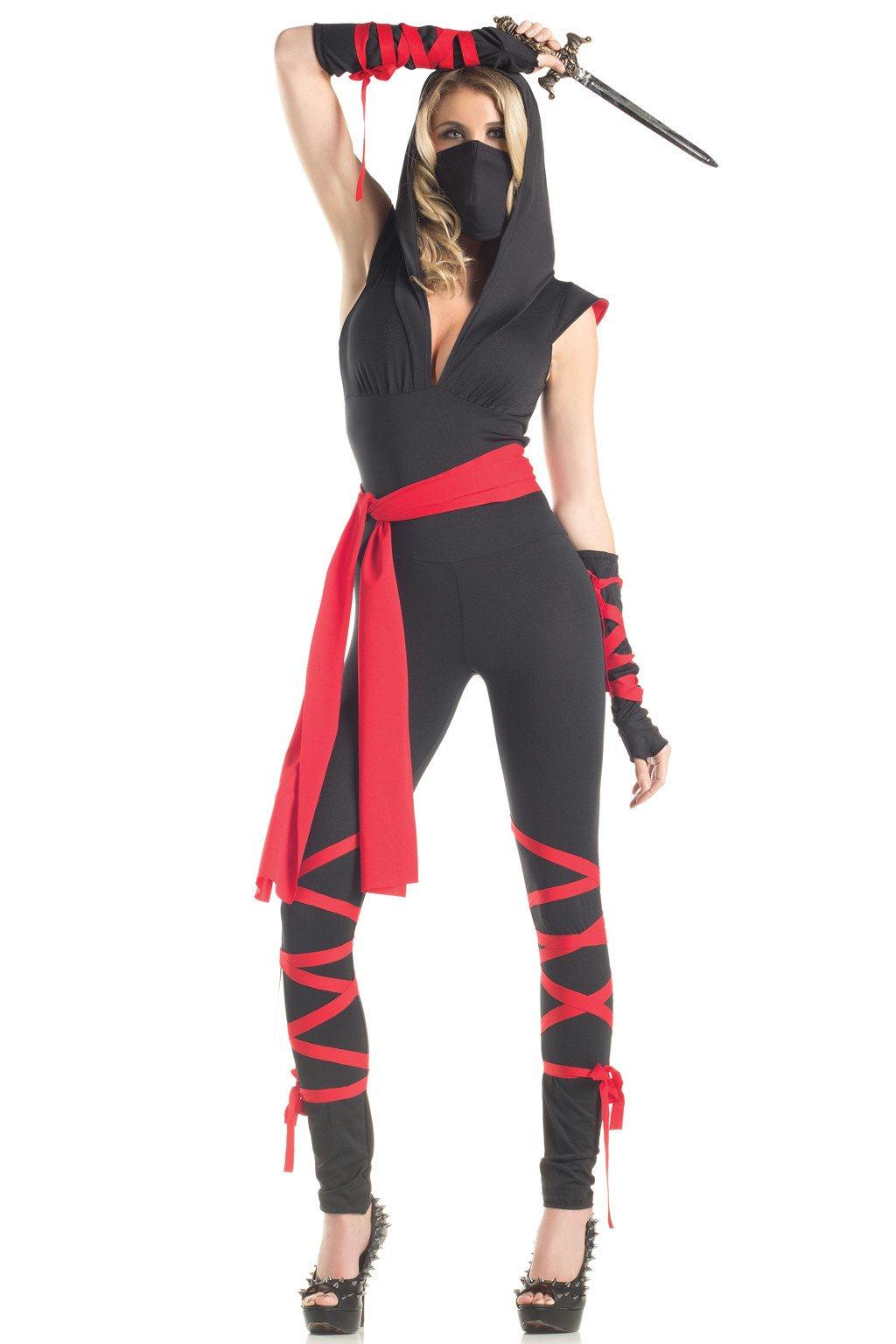 BW1430C 5 Piece Mortal Ninja Black Red Female Costumes & Lingerie - Tophatter Daily Deals