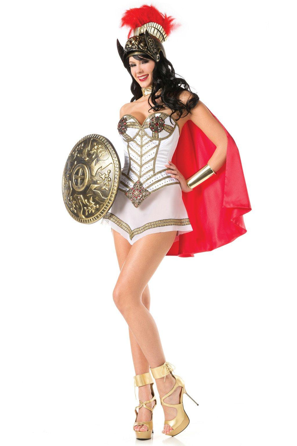 BW1432C 3 Piece Queen Of Warriors White Gold Red Female Costumes & Lingerie - Tophatter Daily Deals