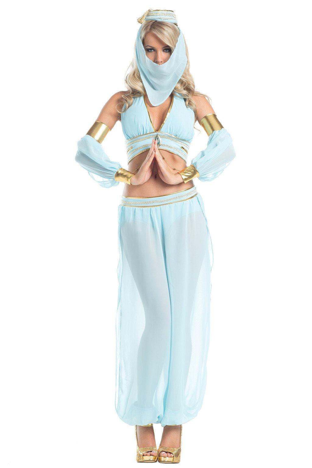 BW1544 7 Piece Aladdins Sexy Genie Blue Female Costumes & Lingerie - Tophatter Daily Deals