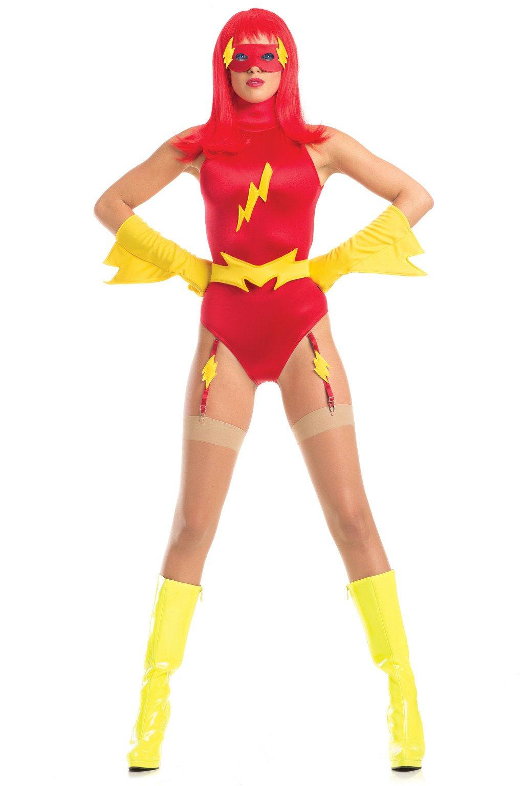 BW1608 5 Piece Feisty Flash Red Yellow Female Costumes & Lingerie - Tophatter Daily Deals