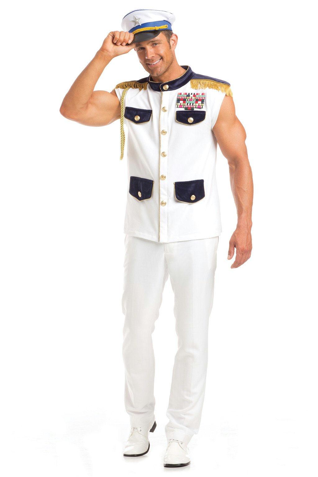 BW1614 2 Piece Scintillating Sea Captain White Male Costumes & Lingerie - Tophatter Daily Deals