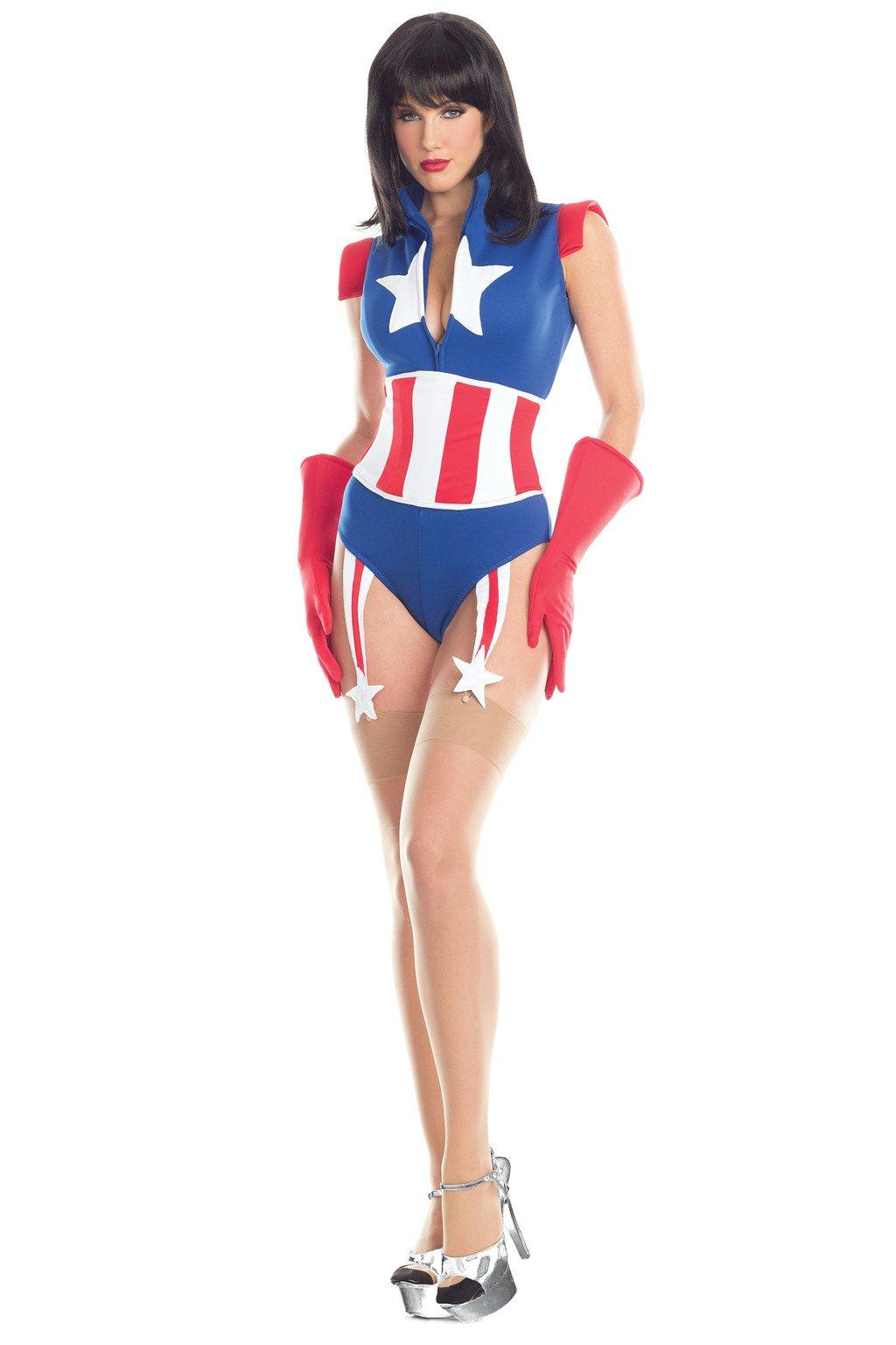 BW1665 3 Piece Super Soldier Blue Red White Female Costumes & Lingerie - Tophatter Daily Deals