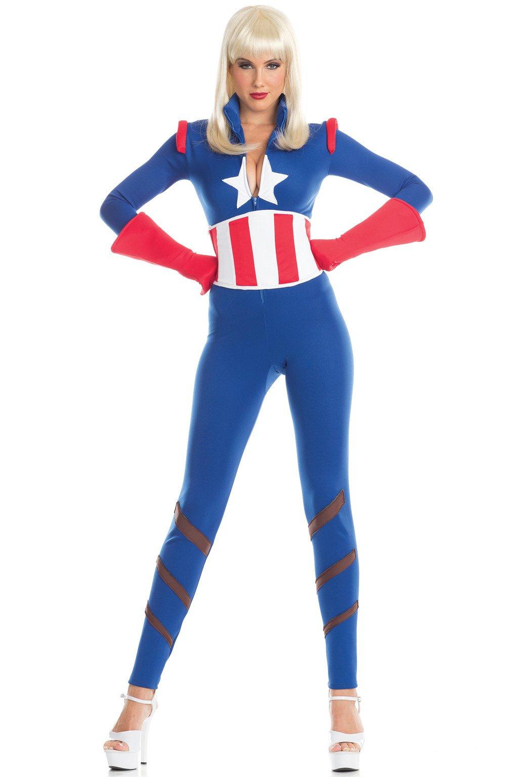 BW1667 3 Piece Captivating Captain Blue Red White Female Costumes & Lingerie - Tophatter Daily Deals