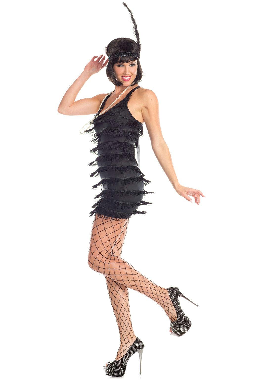 BW1671 2 Piece Flirtatious Flapper Black Female Costumes & Lingerie - Tophatter Daily Deals