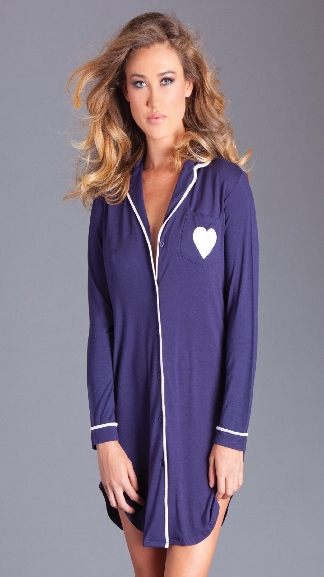 BW1701N Stacey Nightshirt Navy Blue Female Costumes & Lingerie - Tophatter Daily Deals