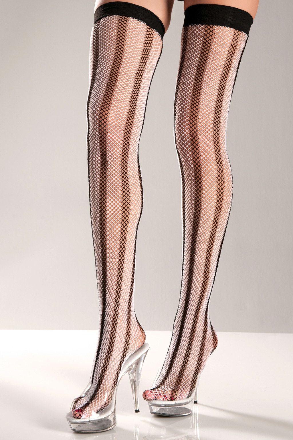 BW582 Thigh Highs Black Pale Pink Female One Size Costumes & Lingerie - Tophatter Daily Deals