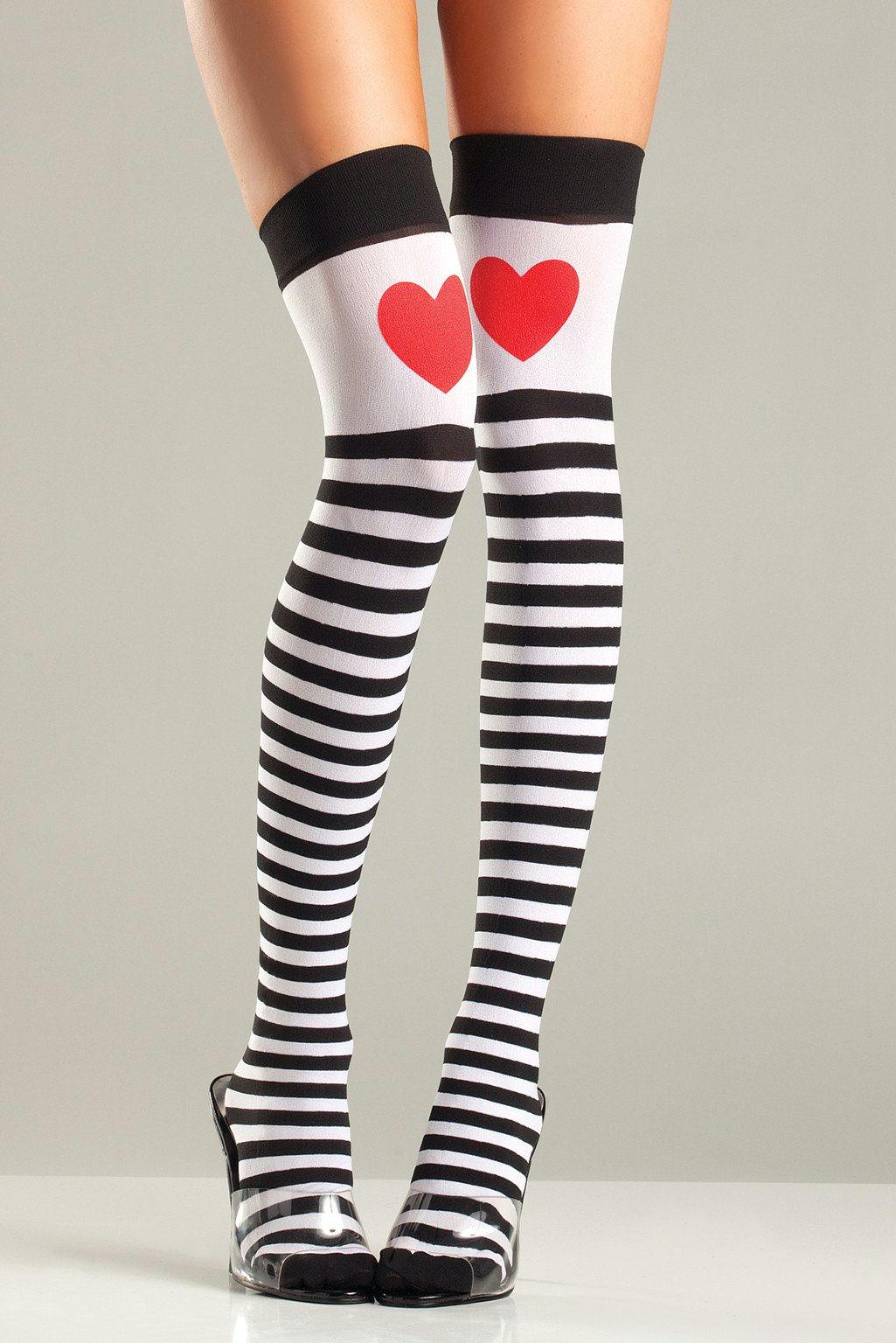 BW652 Thigh Highs White Black Female One Size Costumes & Lingerie - Tophatter Daily Deals
