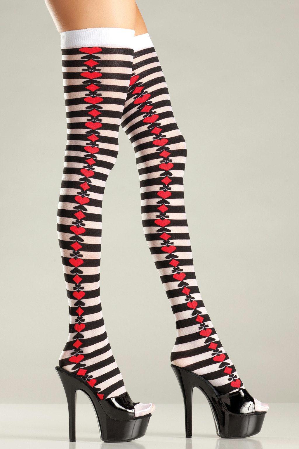 BW676B Thigh Highs Black White Red Female One Size Costumes & Lingerie - Tophatter Daily Deals