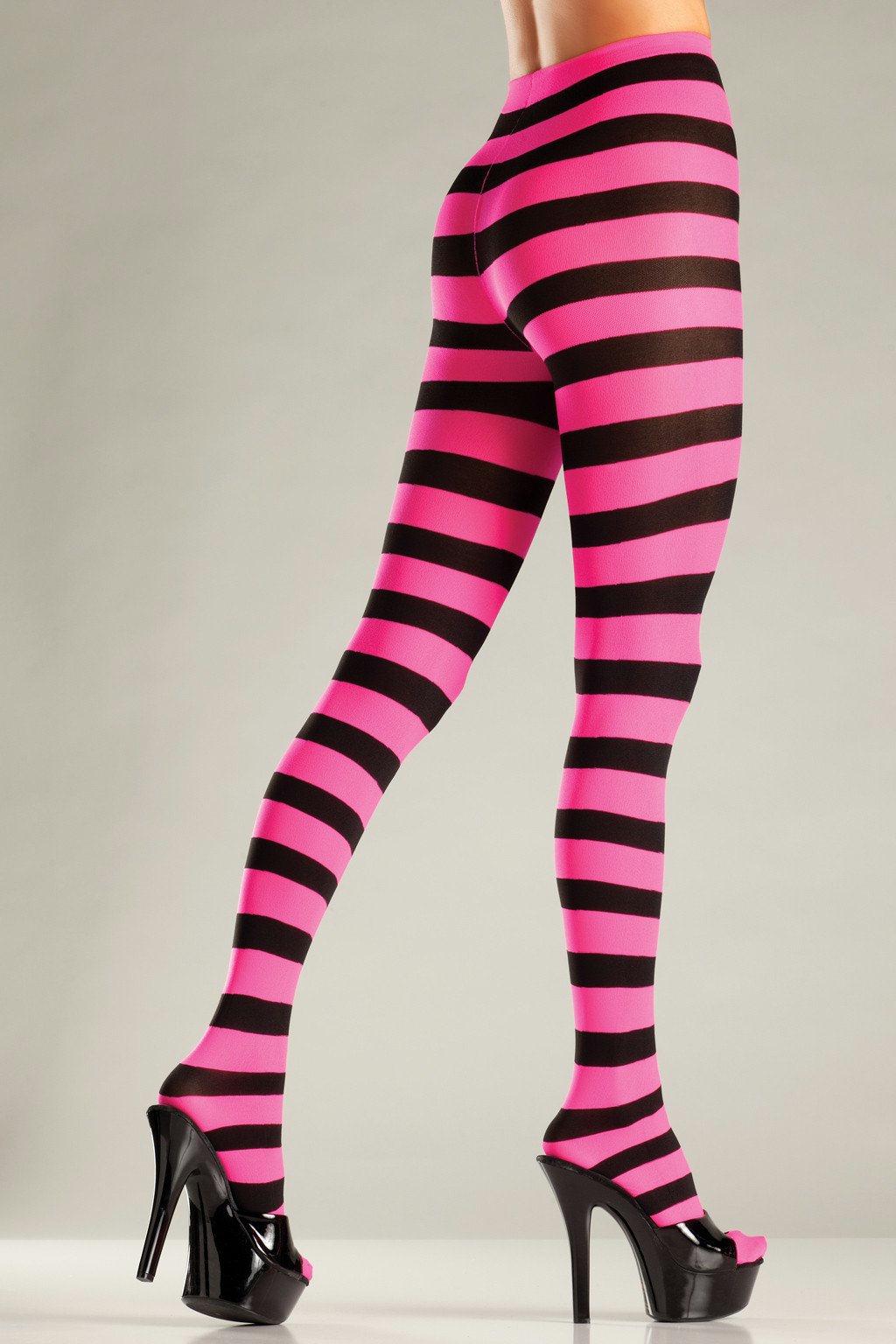 BW679BPK Pantyhose Black Neon Pink Female One Size Costumes & Lingerie - Tophatter Daily Deals