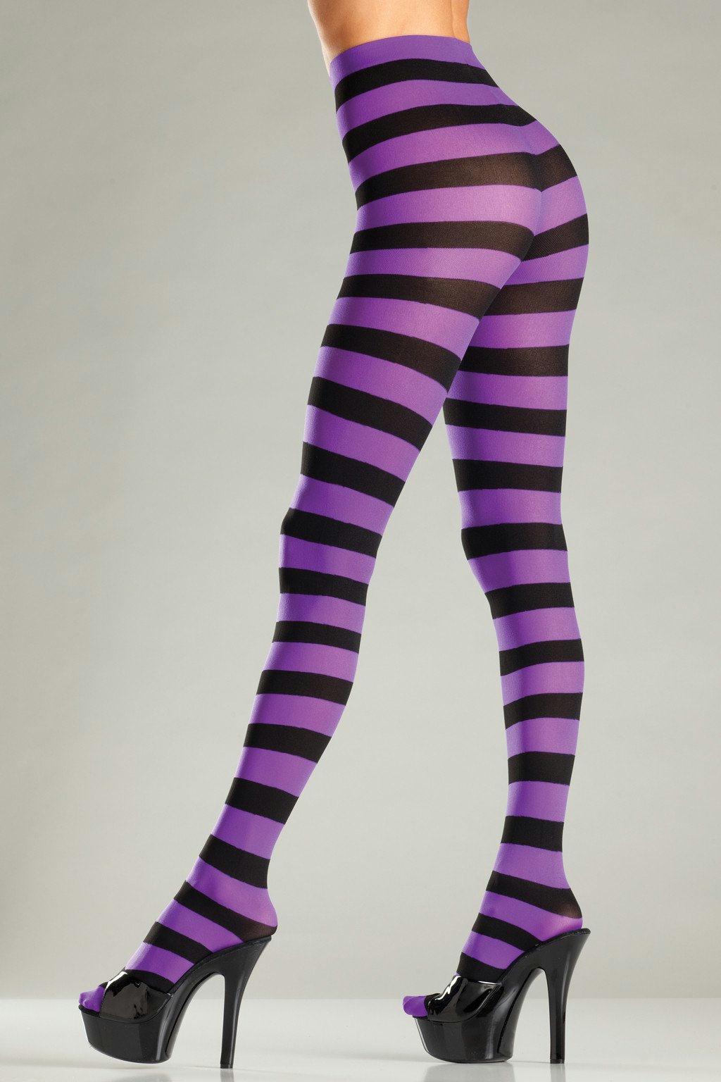 BW679BPR Pantyhose Purple Black Female One Size Costumes & Lingerie - Tophatter Daily Deals