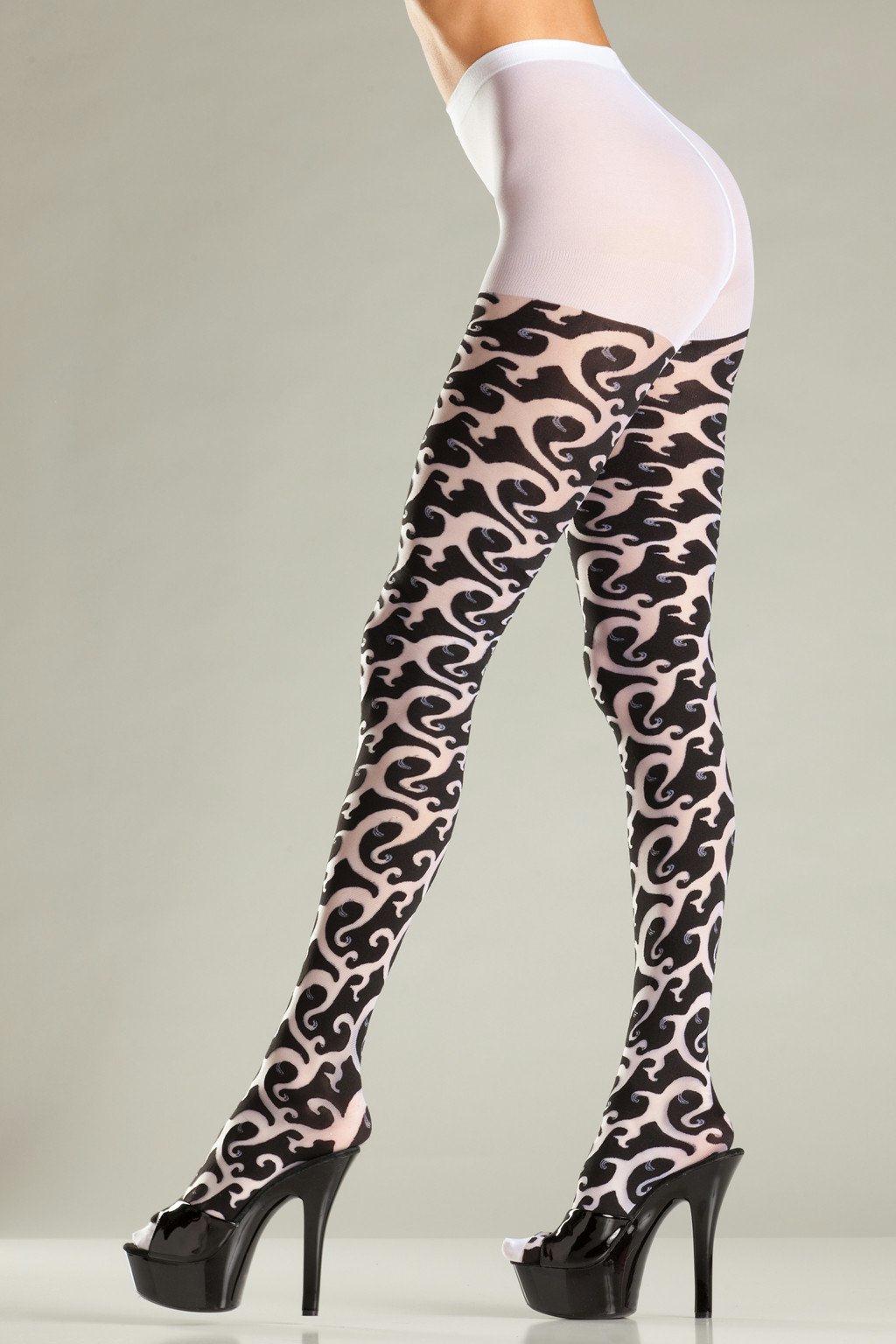 BW681B Pantyhose Black white Female One Size Costumes & Lingerie - Tophatter Daily Deals