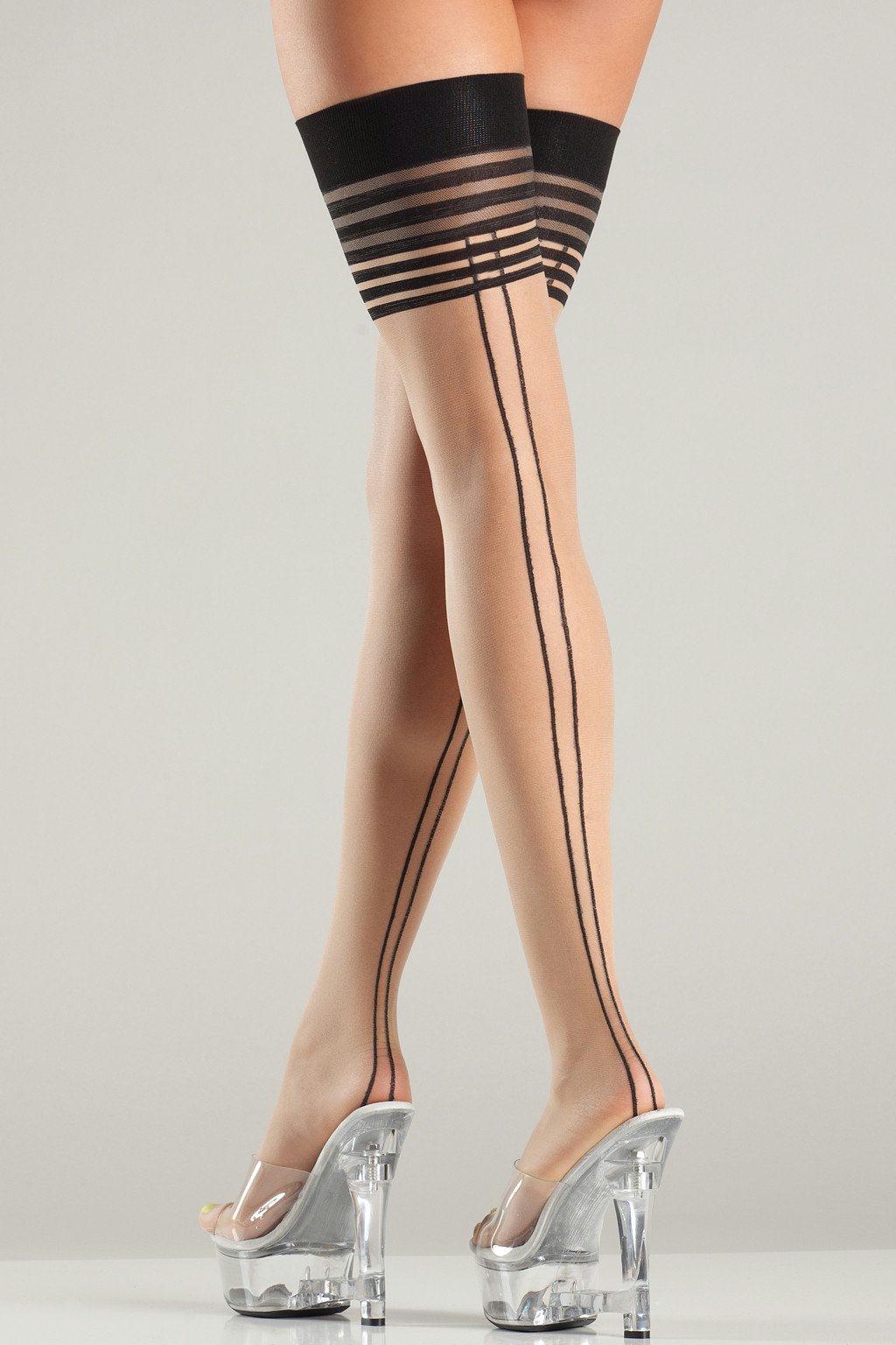 BW712 Thigh Highs Nude Black Female One Size Costumes & Lingerie - Tophatter Daily Deals