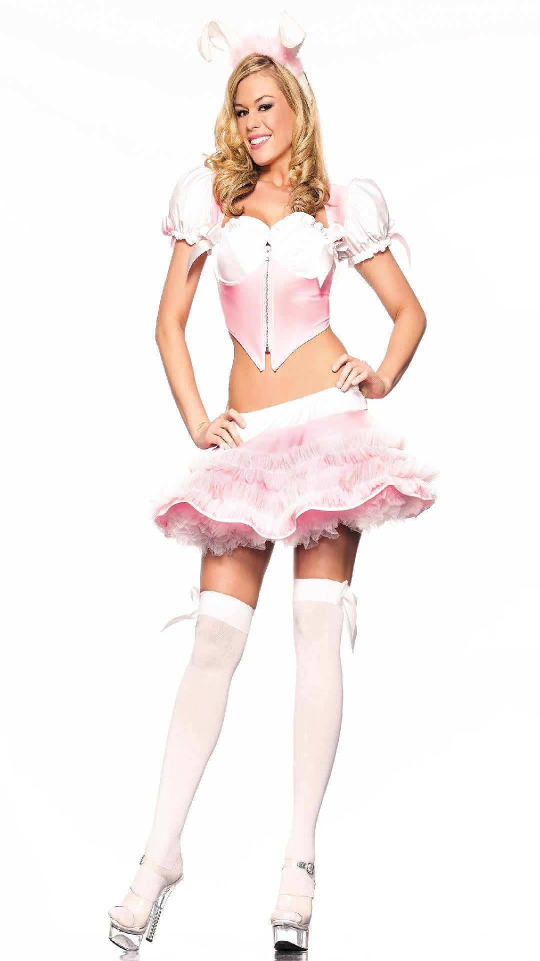 BW852 Bunny Hug Pink White Female Costumes & Lingerie - Tophatter Daily Deals