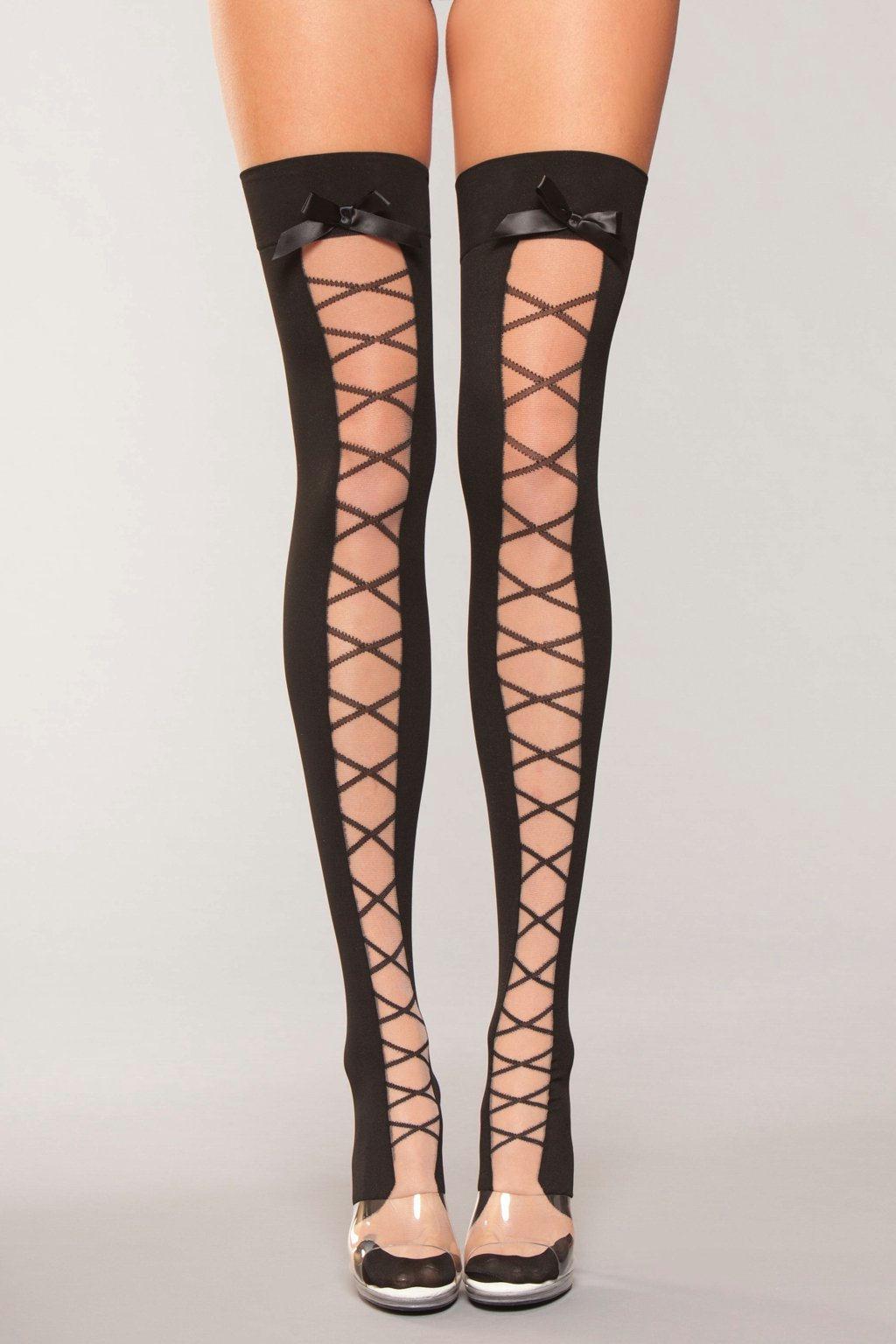 BWH801 Tied Up Thigh Highs Black Female One Size Costumes & Lingerie - Tophatter Daily Deals