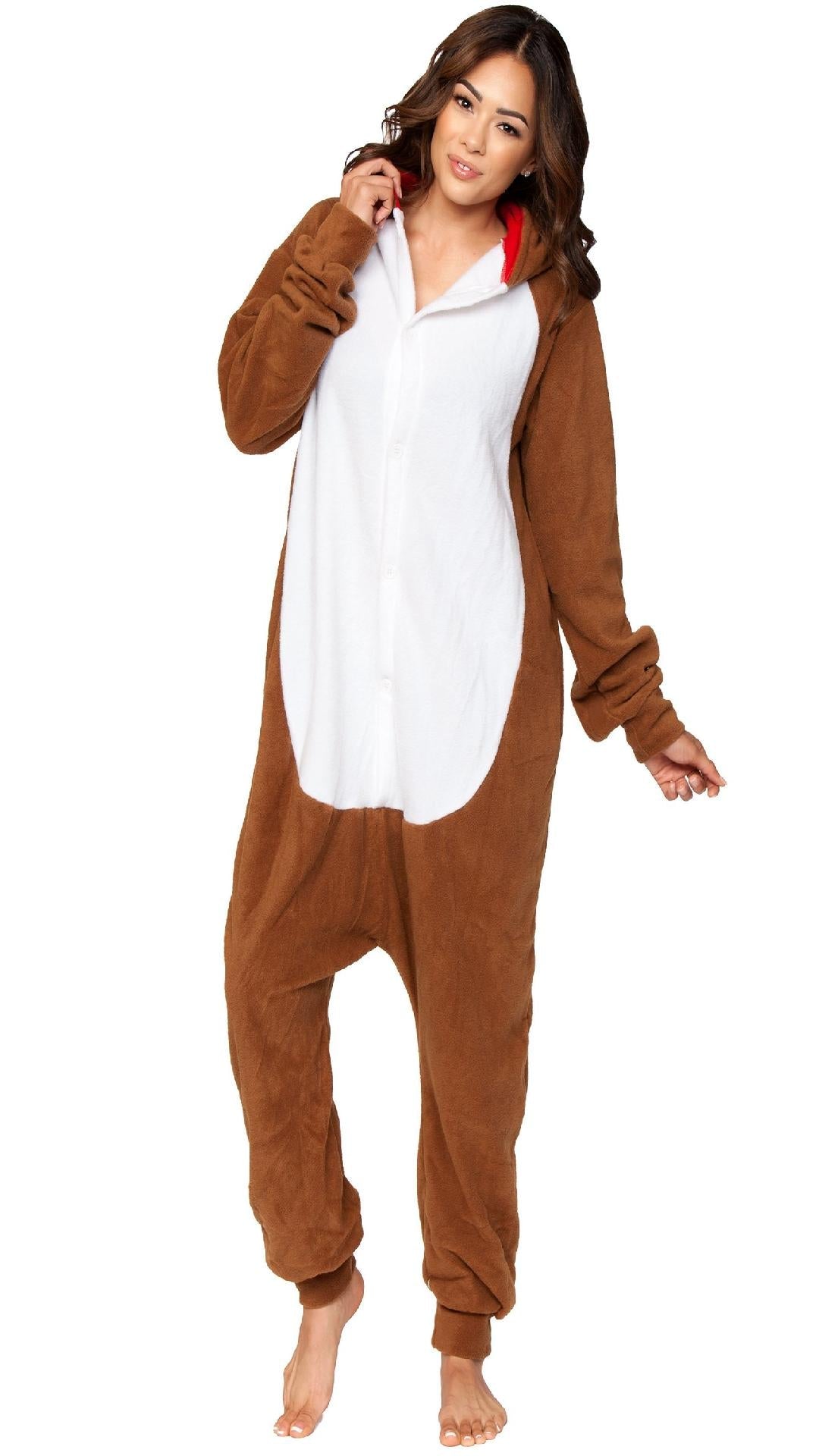 C1801 WOLF Adult Onesie Brown White Unisex Costumes & Lingerie - Tophatter Daily Deals