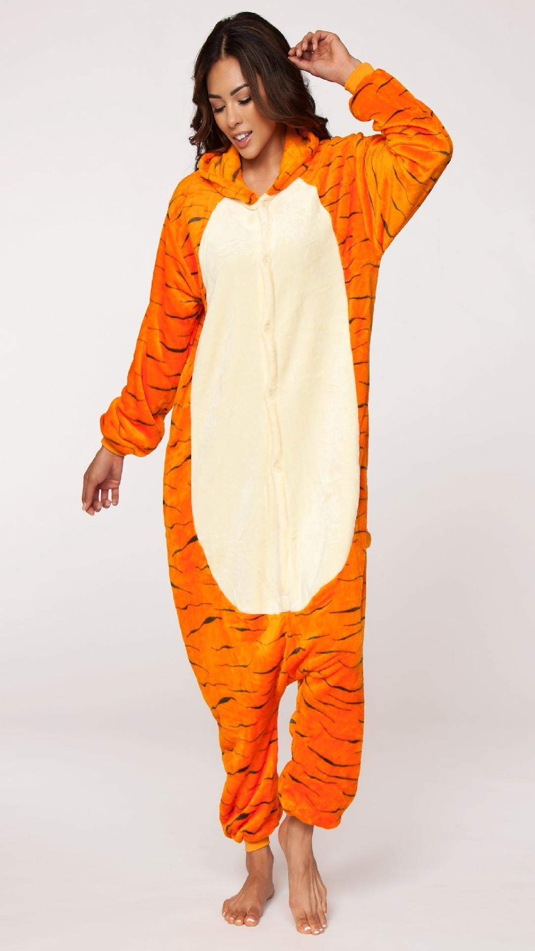 C1805 TIGER Adult Onesie Orange Unisex Costumes & Lingerie - Tophatter Daily Deals