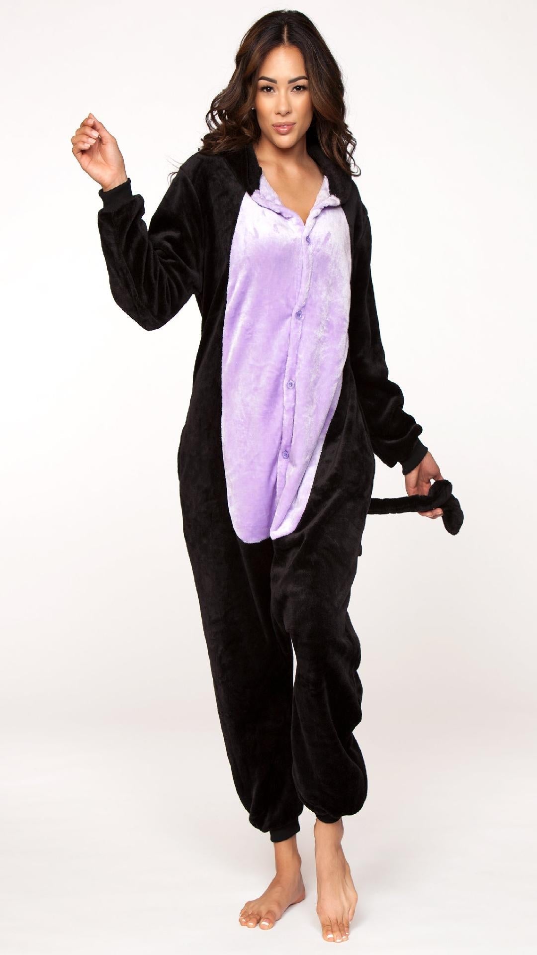C1806 CAT Adult Onesie Black Purple Unisex Costumes & Lingerie - Tophatter Daily Deals