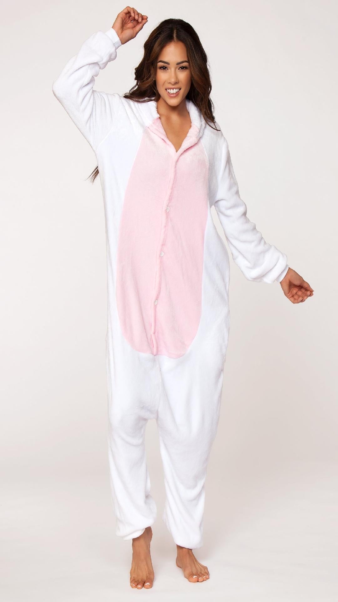 C1808 PINK UNICORN Adult Onesie White Pink Unisex Costumes & Lingerie - Tophatter Daily Deals