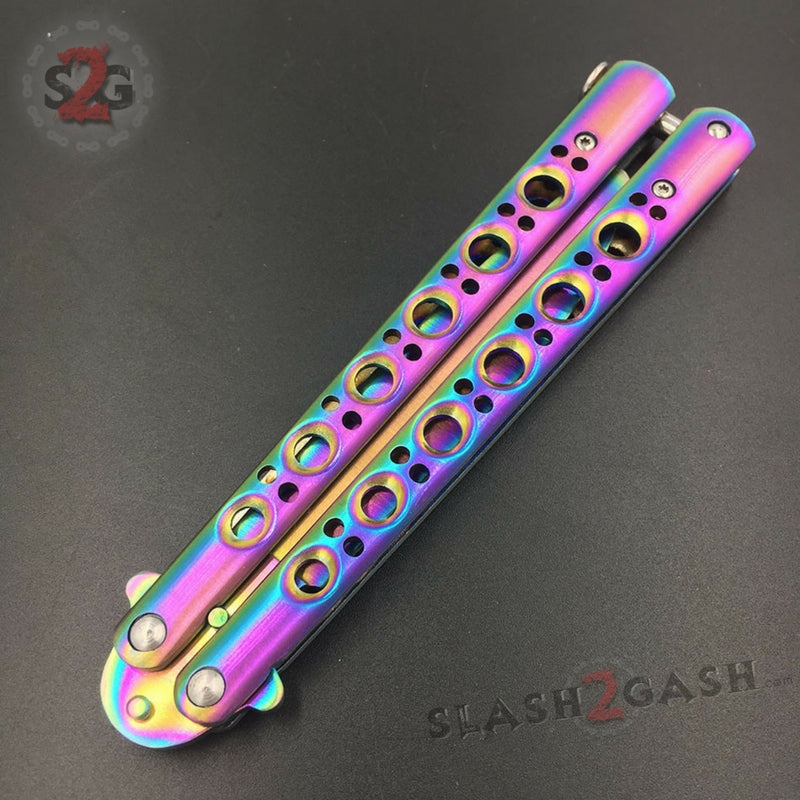 Butterfly Knife TRAINER Dull Balisong w/ Spring Latch - Rainbow Knife-Balisong - Tophatter Daily Deals